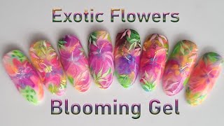 Exotic Flowers Blooming Gel nail art Best Blooming gel nail designs [upl. by Griffiths]