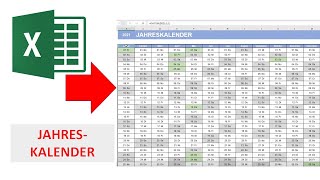 Jahreskalender 2021 I Excel Vorlage I Excelpedia [upl. by Zondra]