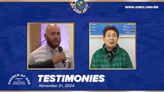 Testimonies – November 21 2024 – CGMJCI [upl. by Ahtelra]