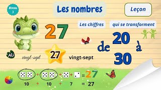 Leçon  Apprendre les nombres de 20 à 30  Niveau 3 avec Ali et une ritournelle mnémotechnique [upl. by Yellac]