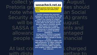 SASSA payment dates for August Here’s when you can collect your grants sassa shortsfeed [upl. by Gorrian]