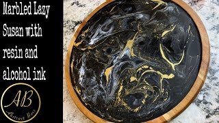 Marbled Lazy Susan with Resin and Alcohol Ink [upl. by Lundell]