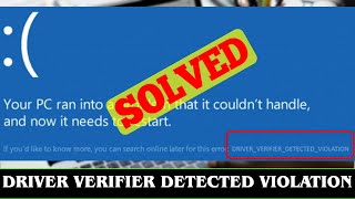 SOLVED DRIVER VERIFIER DETECTED VIOLATION Error Code [upl. by Eiggep]