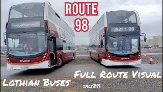 Lothian Buses Full Route Visual  SPECIAL 98  City Centre  Comic Con [upl. by Dyl]