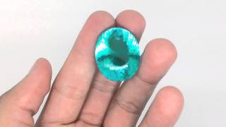 Paraiba tourmaline 7527 carat bluegreen colour 100 clean top in the world with certificate [upl. by Ahsercal]