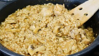 ARROZ MELOSO CON POLLO Y CHAMPIÑONES receta fácil rica y económica [upl. by Alegnad]