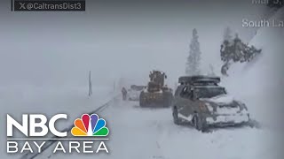 Powerful blizzard impacts travel in Sierra Nevada [upl. by Yssep]