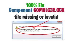 How to fix COMDLG32ocx missing or invalid error windows 1087 [upl. by Eilegna]