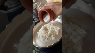 White rice and Curd from POT  Mixing Curd Rice with Matka Curd in Silver Plate curdrice curd [upl. by Brunn]