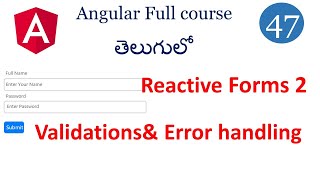 Reactive form validations in angular  Angular form validation in Telugu  Reactive Forms  Angular [upl. by Aicenek]