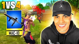 LIMPEI MAIS QUE A METADE DO MAPA COM A MAC10 SOLO VS SQUAD  FREE FIRE MOBILE HUD 4 DEDOS [upl. by Oniram]