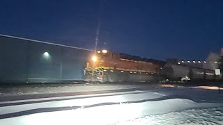 BNSF 6253 Getting another engine to take it home from Perham after hitting a car in Perham 1242021 [upl. by Artimas]