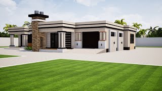 Flat roof house design  3 Bedroom  192m x 161m Low cost [upl. by Tabbitha]