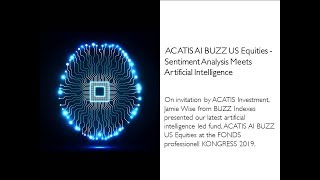 FONDS professionell KONGRESS 2019 Jamie Wise presented our ACATIS AI BUZZ US Equities [upl. by Acirtap]