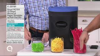 Royal MC10X 10Sheet MicroCut Paper Shredder w PullOut Bin on QVC [upl. by Mungovan]