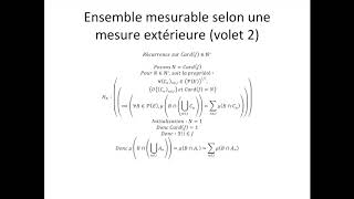 Théorie de la mesure partie 17  Ensemble mesurable selon une mesure extérieure volet 2 [upl. by Alesiram]