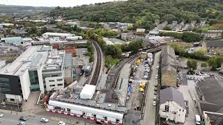 Keighley town centre drone video at 75 Metres high [upl. by Ahsienak834]