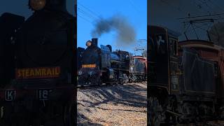 K183 Steam Locomotive departing Eltham for Hurstbridge 2024 Wattle Festival  Train Horn SFX train [upl. by Anileuqcaj]