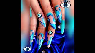 Blue Eye  Nail Art  Gel Extensions 2022 💙👁💙 [upl. by Ahcirt]