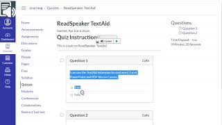 Using ReadSpeaker to Take Quizzes in Canvas [upl. by Candie]