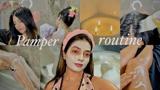 Pamper Routine🧁Birthday edition hair therapy skin care body care amp more pamperroutine [upl. by Nehtanoj]