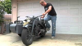 Motorcycle Kick Start Demonstration 1942 Zundapp KS750 [upl. by Ahsatak889]