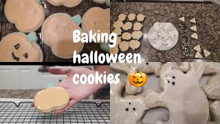 cozy fall cookie baking vlog 🎃 halloween sugar cookies baking cookie decorating [upl. by Ailana]