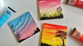 3 Paintings for beginners  3 mini canvas paintings  aesthetic paintings [upl. by Clareta817]