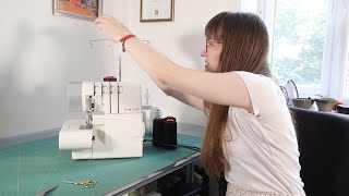 How to thread Singer Overlocker  Serger 14SH754 tie on method [upl. by Lenahc]