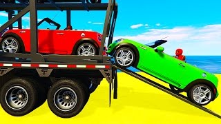 FUNNY SMALL CARS Transportation amp Spiderman Cartoon for Children and Colors for Kids Nursery Rhymes [upl. by Varion]