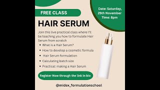 Free Hair Serum Formulation Class [upl. by Kean]