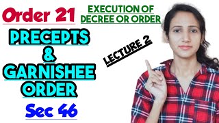 Precepts  Garnishee Order in CPC  Section 46 of cpc  Order 21 of cpc  Lecture 2 [upl. by Domini207]