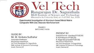 Experimental Investigation On Aluminium Based Metal Matrix Composite With Zinc Stearate Reinforcemen [upl. by Aissila]