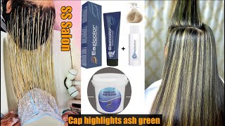 ash green cap highlights  Ash green highlights tutorialCap highlights  Cap Ash blonde highlights [upl. by Anad176]