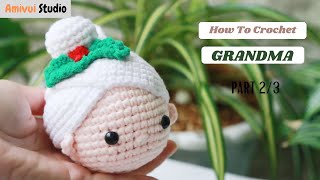 058  Amigurumi Grandma Bauble Pattern 23  How To Crochet Christmas Ornaments  AmivuiStudio [upl. by Oflodur]