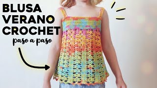 CÓMO TEJER BLUSA DE VERANO A CROCHET top  túnica  salida de baño a crochet  TUTORIAL PASO A PASO [upl. by Sukul386]