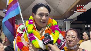 Martin Irengbam receives warm welcome at Imphal Airport [upl. by Noram]