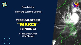 Press Briefing Tropical Storm MarcePH Yinxing at 5PM  November 04 2024  Monday [upl. by Eirellam350]