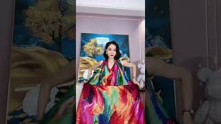 How to Tie a Silk Shawls  SUNXZZ Elegant Pattern Silk Shawl [upl. by Azilef]