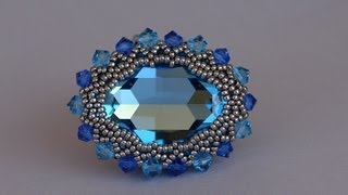 How to bezel a 30x22mm Swarovski cabochon  Free beading tutorial by Sidonias handmade jewelry [upl. by Nrobyalc]