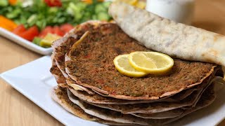 Lahmajun recipe Armenian Lahmajoun لحم بعجين [upl. by End]