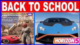 Forza Horizon 5 BACK TO SCHOOL Photo Challenge  Steps in University Location in Guanajuato [upl. by Cinimod]