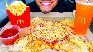 LITTLE CAESARS CRAZY CALZONE PIZZA MUKBANG SAUCE STUFFED CRUST PIZZA PIZZA MCDONALDS FRIES ORANGE [upl. by Anigriv]