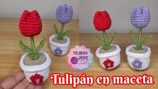 tulipán en maceta amigurumi  tejidos joss [upl. by Akived]