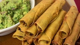 HOW TO MAKE SHREDDED BEEF TAQUITOS with GUACAMOLE  Cooking With Carolyn [upl. by Elleuqram]