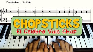 Chopsticks Piano Tutorial FÁCIL Con Partitura PRINCIPIANTE  El Célebre Vals Chop STACCATO y LEGATO [upl. by Aihtibat]