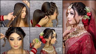 LATEST BRIDAL HAIRSTYLE  EASY BRIDAL BUN  QUICK HAIRDO  INDIAN BRIDE HAIRSTYLE [upl. by Nevaed]