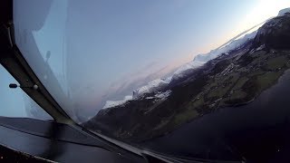 Widerøe Dash 8100 short field landing at ØrstaVolda Airport Norway [upl. by Brocky]