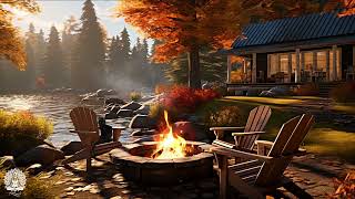 Lakeside Cabin Fire Pit 🔥  1 Hour Nature Sounds Birds amp Crackling Fire for Relaxation [upl. by Anib65]