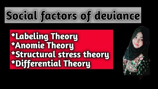 Social factors of devianceLabeling theoryAnomie theorySocial disorganization theoryDifferential [upl. by Aselehc]